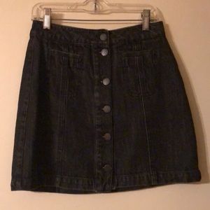 High waisted dark denim skirt
